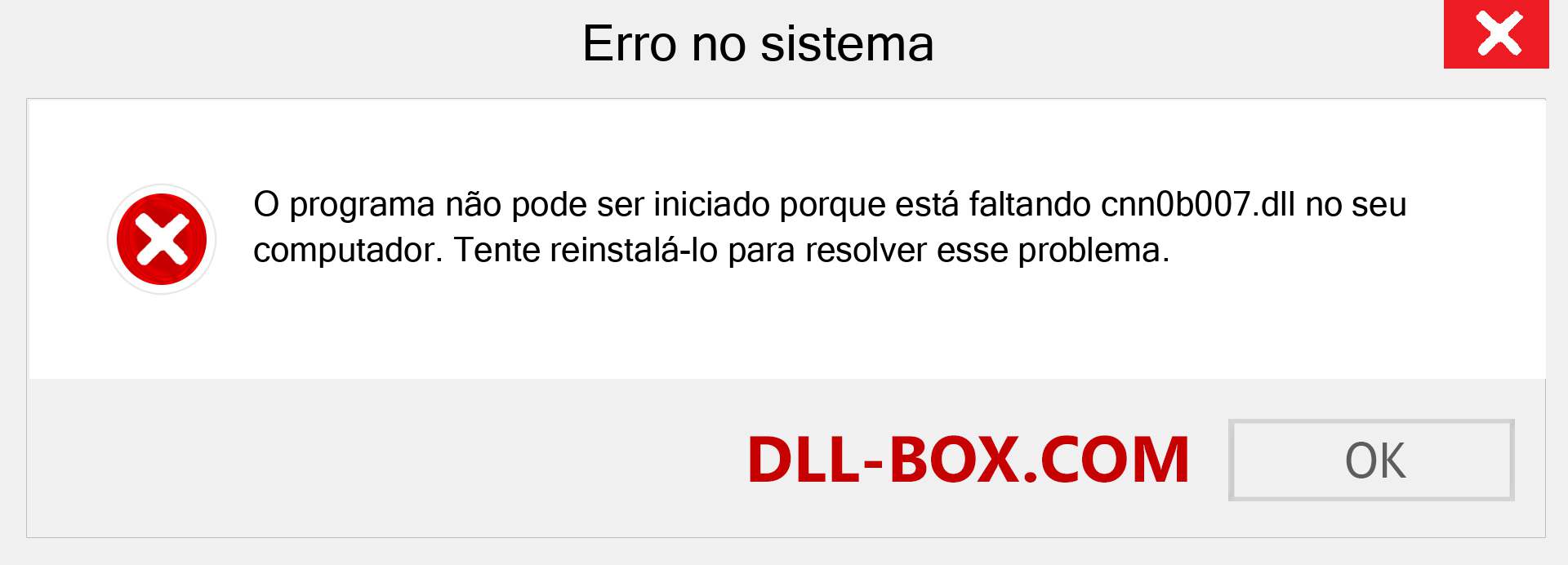 Arquivo cnn0b007.dll ausente ?. Download para Windows 7, 8, 10 - Correção de erro ausente cnn0b007 dll no Windows, fotos, imagens